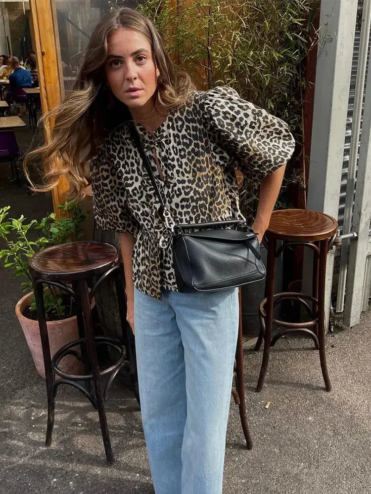 Sophie – Vintage-Crop-Top mit Leopardenmuster