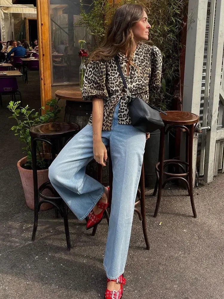 Sophie – Vintage-Crop-Top mit Leopardenmuster