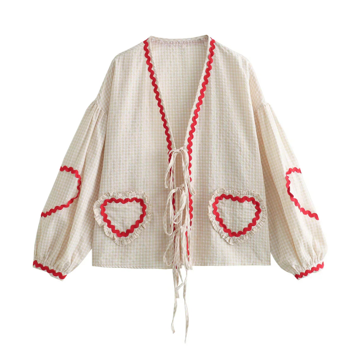 Madelon - Vintage Hart Patroon Losse Blouse