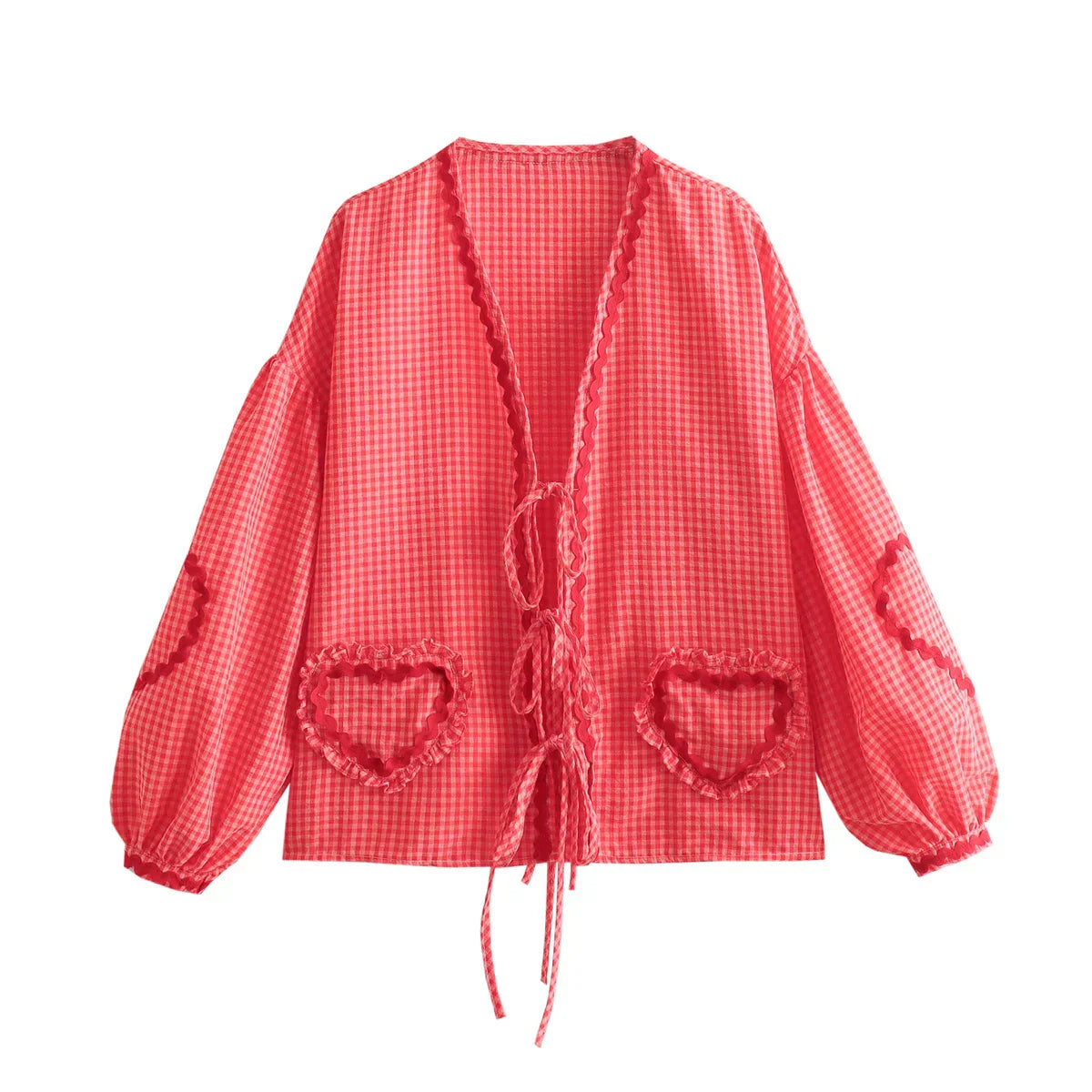 Madelon - Vintage Hart Patroon Losse Blouse